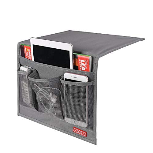 4 Pockets-Grey Zafit Bedside Storage Organizer Table Cabinet Storage Organizer Bedside Organizer Caddy for Remotes Phone Glasses 